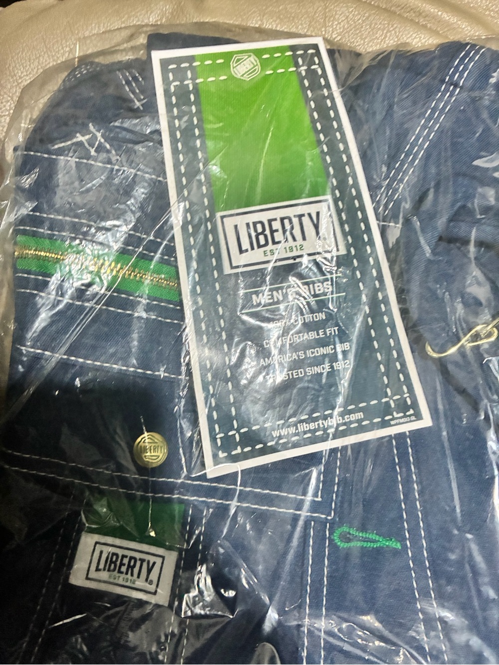 Brand new Liberty Men's Blue Jeans - Classic Indigo with Green Accent